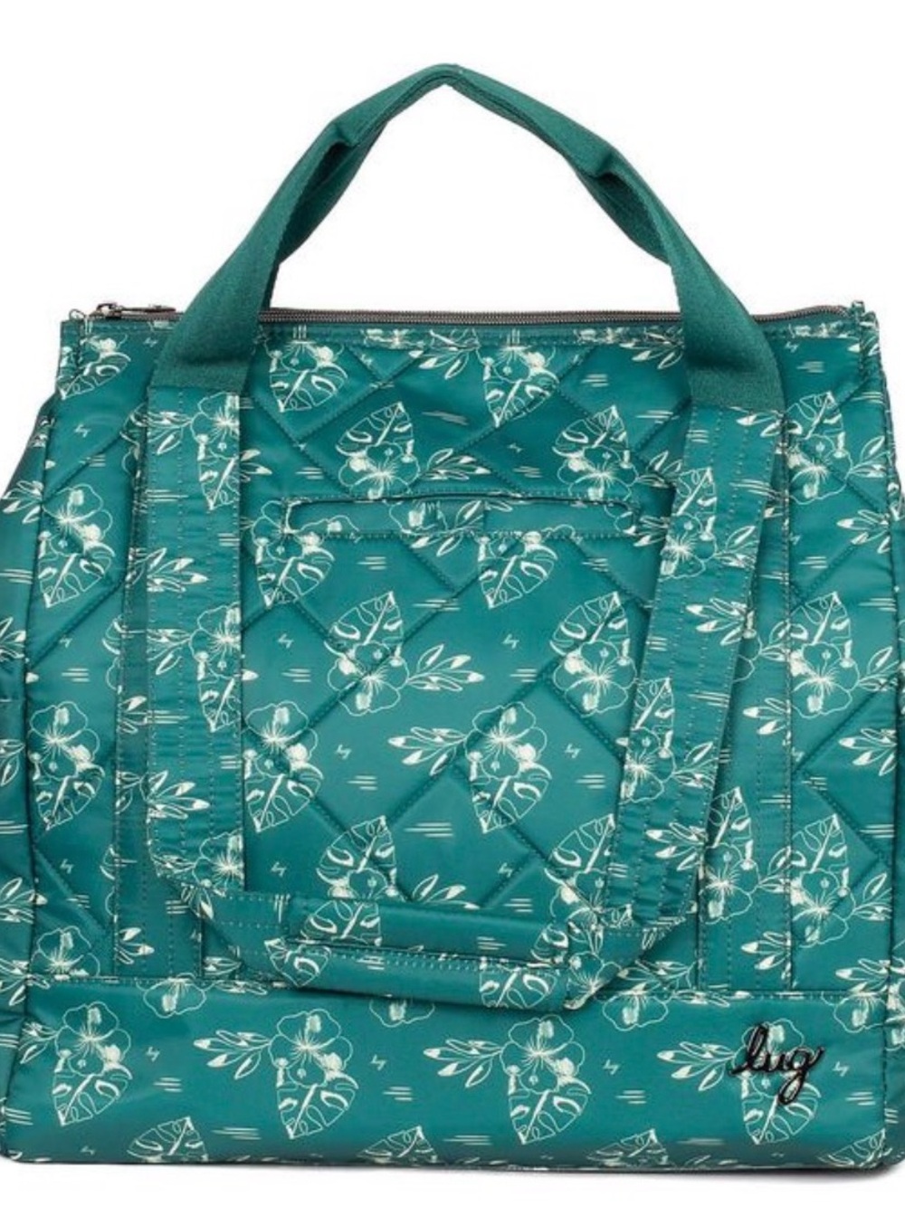 lug Teal Floral Quilted Tote Bag